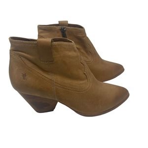 Frye Reina Sand Leather Western Ankle Boots Booties Womens 8